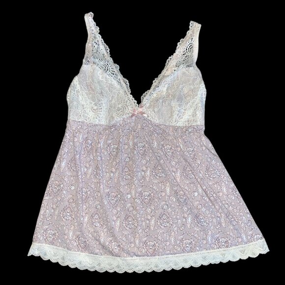 Y2K inspired Marilyn Monroe Lace & Floral Print Lines Babydoll Top L - Picture 1 of 7